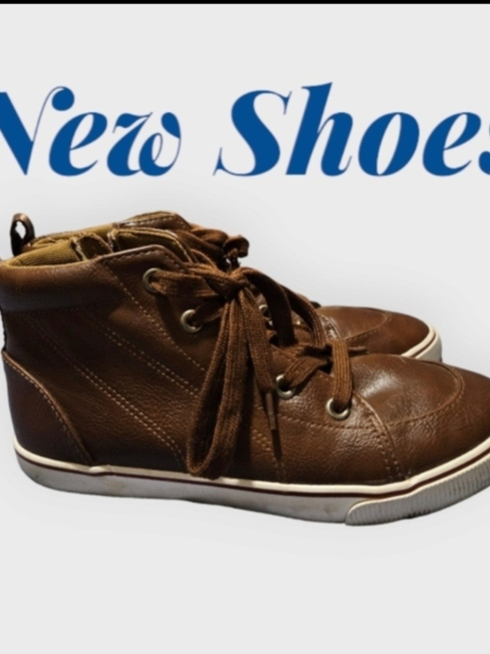 Kids Brown High-Top Sneakers - Casual Lace-Up Cat & Jack Florian Sneakers
